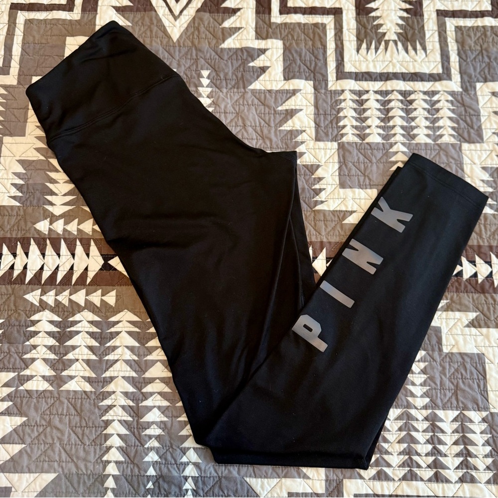 VS Pink Black Fleece Lined Leggings